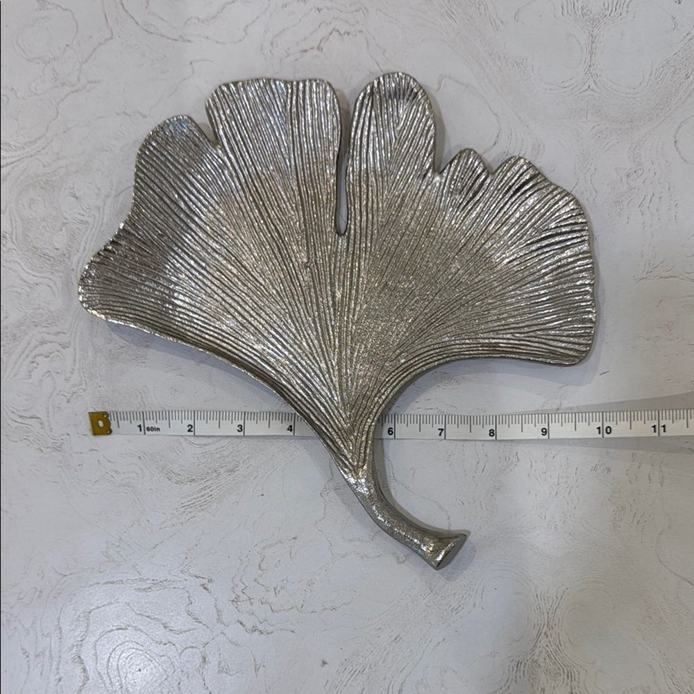 Silver Gingko Leaf metal decorative tray